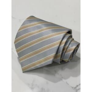 Giorgio Armani Silk Striped Tie 60.5 x 4 Made in Italy Gray Yellow Classic